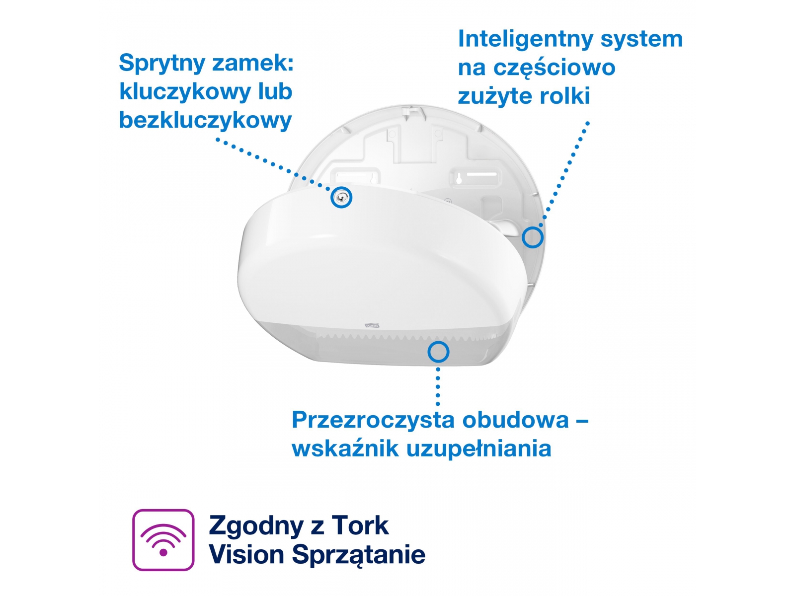 Dozownik papieru toaletowego T2 Tork 555000 Biały
